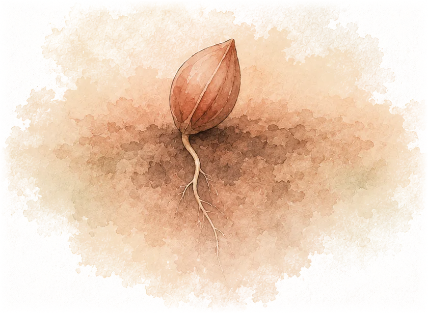 First root, unseen — the week 3 flower